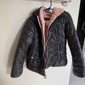 Michael Kors Black Puffer with Pink Lining Kids Jacket